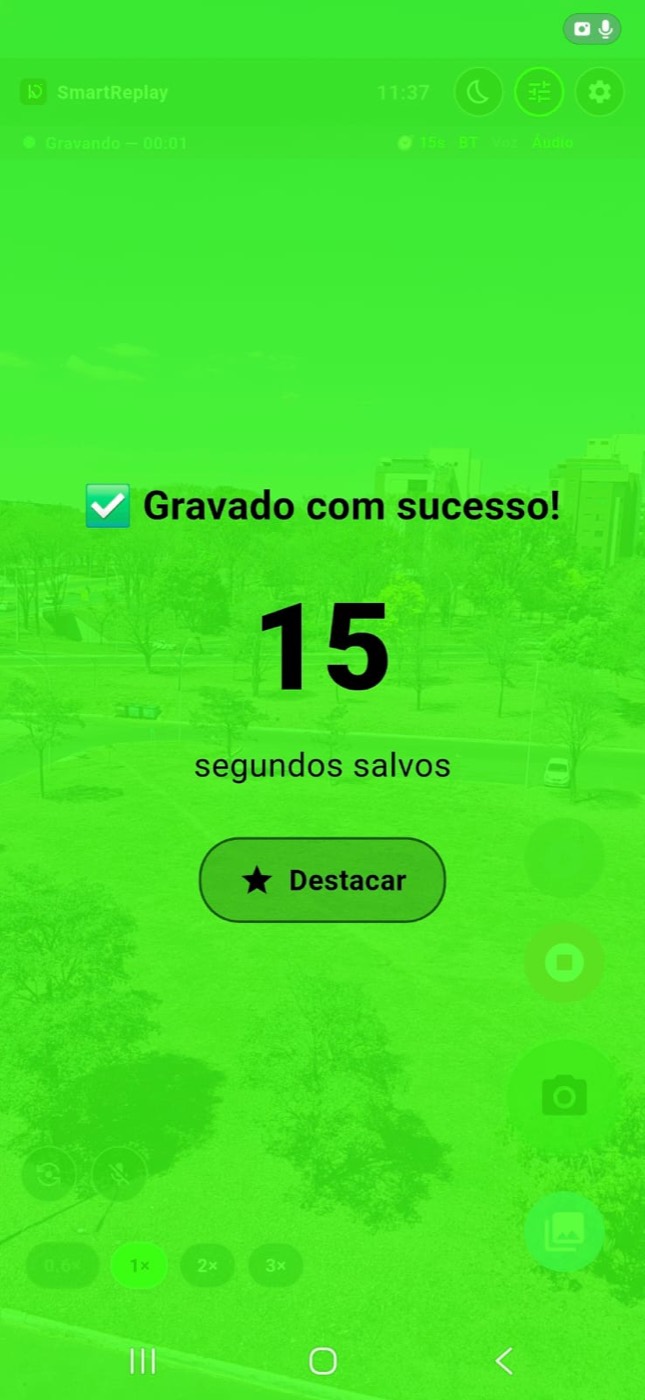 Confirmação verde — 15 segundos salvos